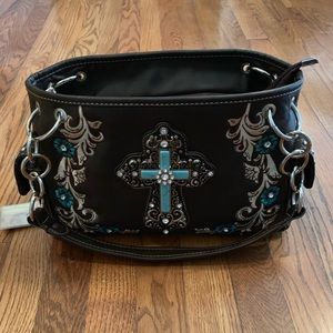 Montana West Brown  bag with turquoise cross